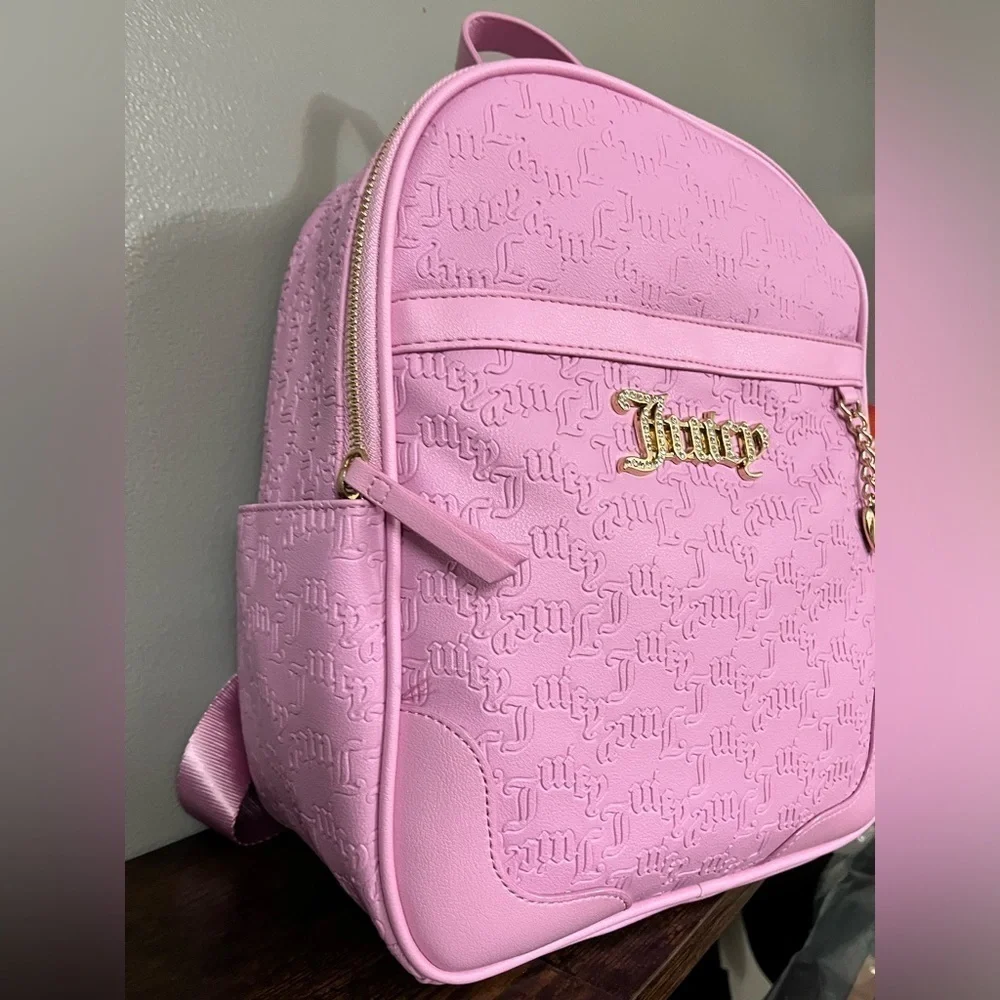 Juicy Couture Heartless Backpack Fondant Pink Faux Leather Y2K NWT